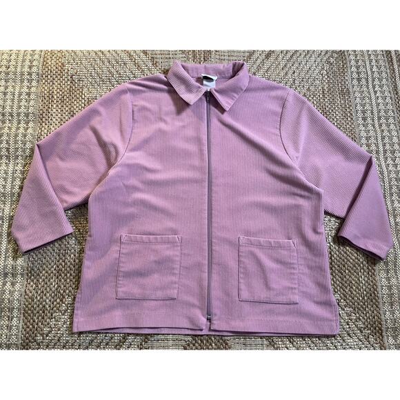Vintage BONWORTH lavender zipper textured coatigan retro casual - Picture 1 of 8